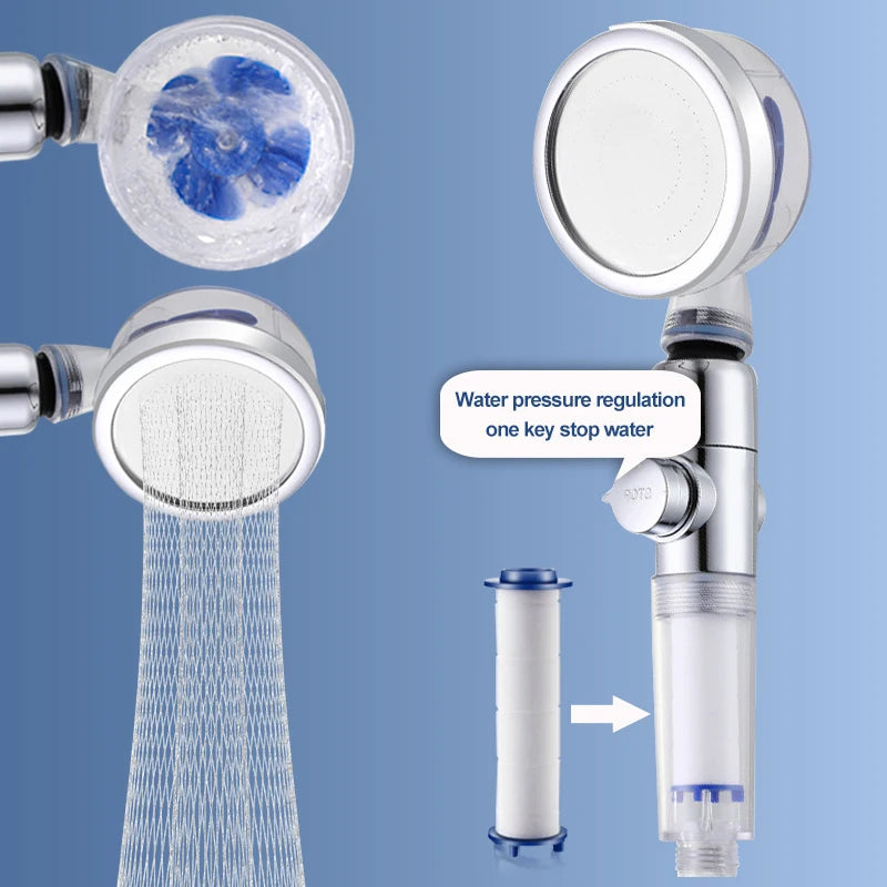 VEHHE New Arrival Turbocharge SPA Shower Head High Pressure Water Saving Showerhead Bathroom Accessory Filter Shower supercharged flow