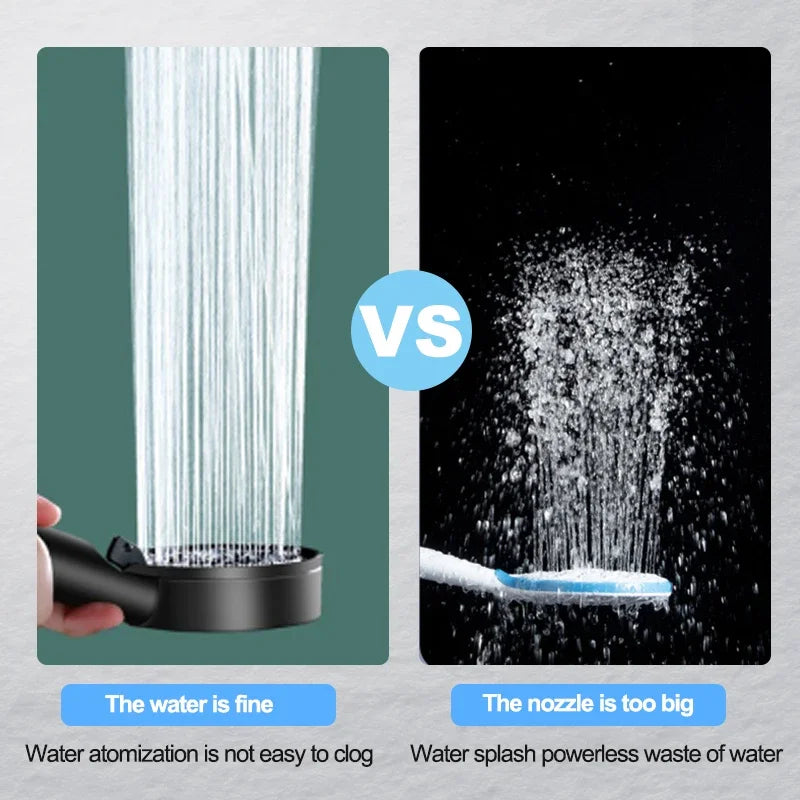 VEHHE 5 Modes Adjustable Black/Silver/Grey Bath Shower Head Head High Pressure Water Saving Showerhead Bathroom Accessories