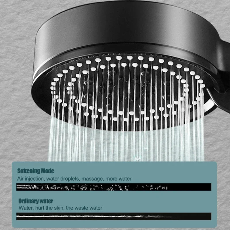VEHHE 5 Modes Adjustable Black/Silver/Grey Bath Shower Head Head High Pressure Water Saving Showerhead Bathroom Accessories