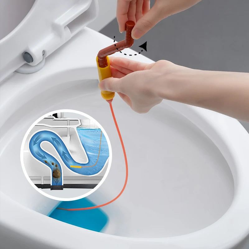 VEHHE Pipe Dredging Brush with Rotating Handle Drain Cleaner Thin&Flexible Hair Sewer Sink Cleaning Brush Clog Plug Hole Remover Tool