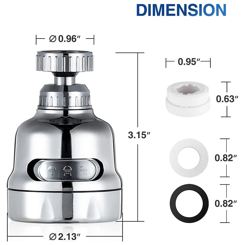 VEHHE Adjustable Swivel Kitchen Faucet 360 Degree Aerator Sprayer Filter Nozzle Diffuser Water Saving Bath Faucet Connector