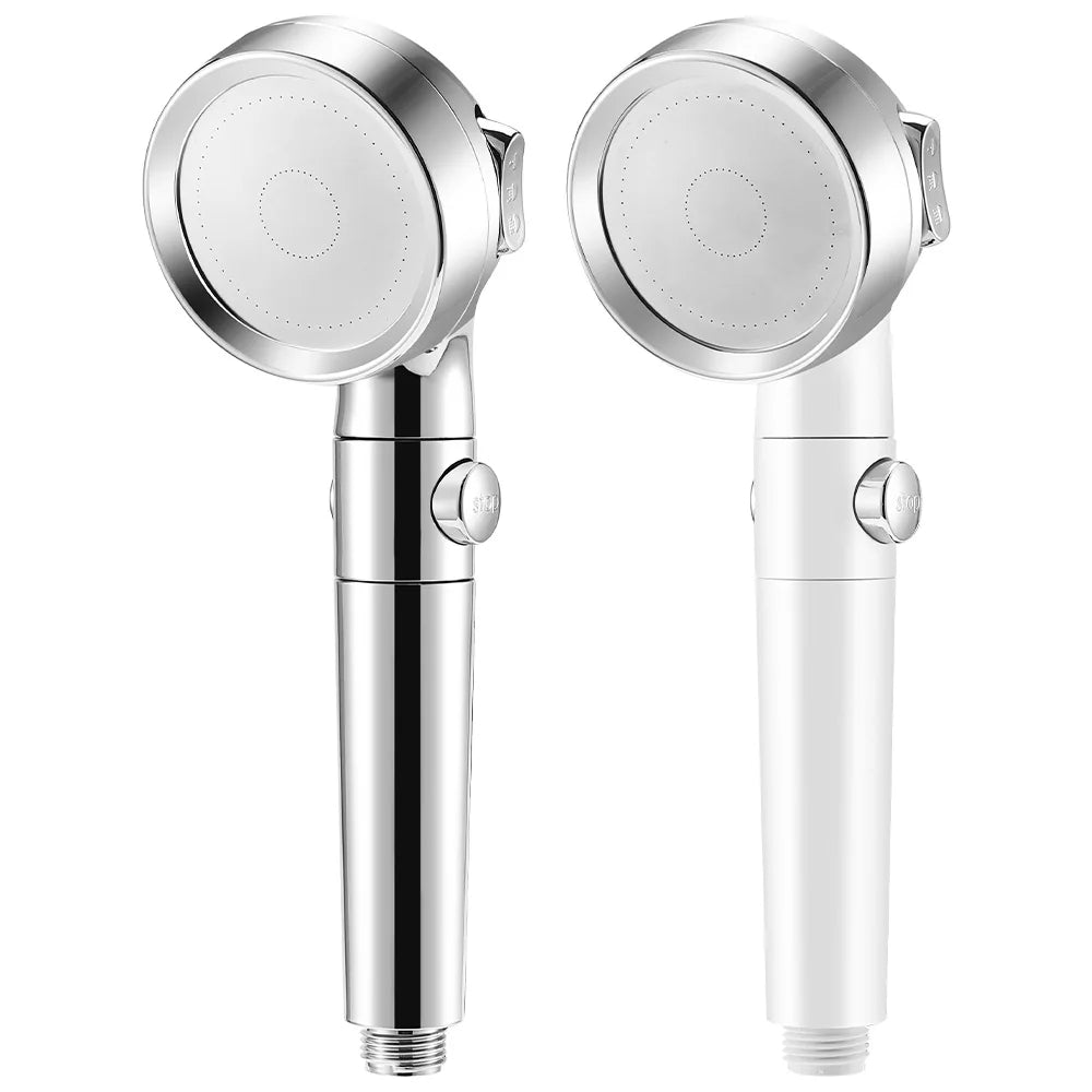 VEHHE Bathroom 3-Function Shower Head One Key Stop Chrome High Pressure with Cotton Filter Water Saving Bath Sprayer Nozzle