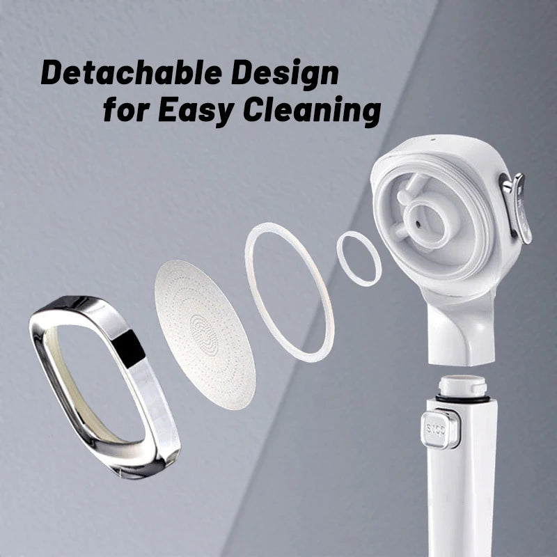 VEHHE Square 4 Modes High Pressure Shower Head Water Saving Remove Chlorine Gas Filter Cotton Stop Button Hose Bathroom Accessories