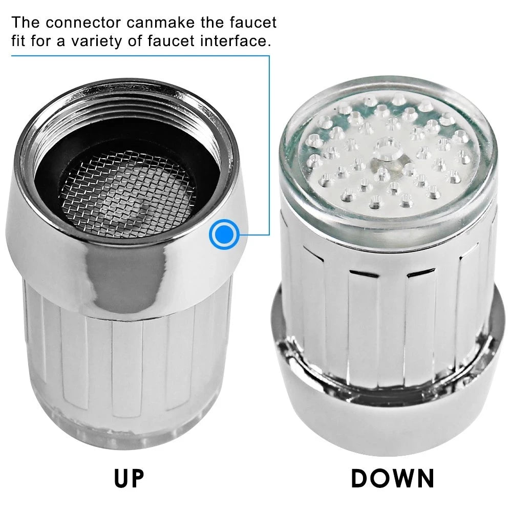 VEHHE LED Water Faucet Aerator Temperature Control 3 Color Lights Waterfall Glow Shower Stream Tap Kitchen Bathroom Accessory