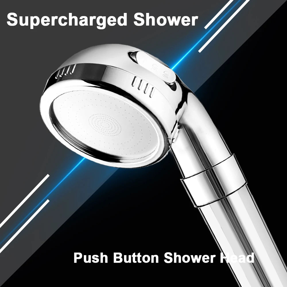 VEHHE 3 Function Chromeplated Shower head with Cotton Filter in the Handle High Pressure Water Saving for Electric Showers