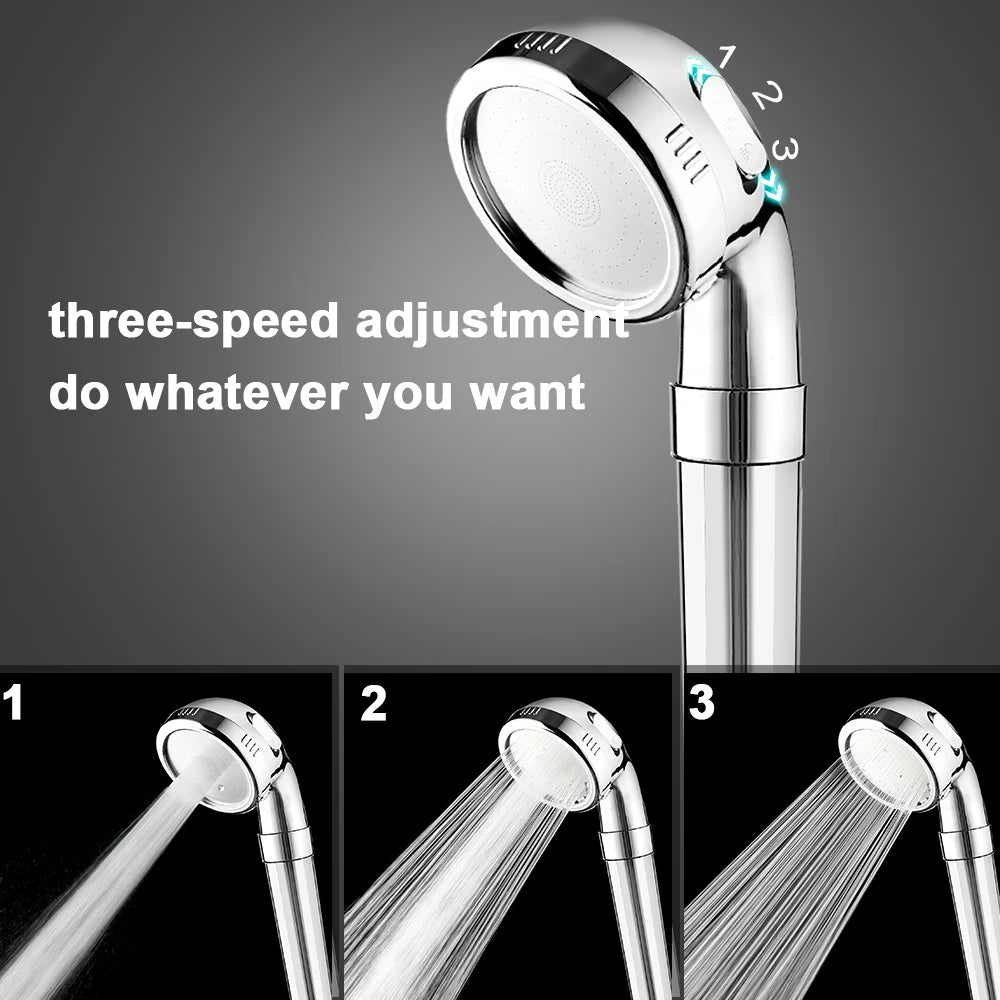 VEHHE 3 Function Chromeplated Shower head with Cotton Filter in the Handle High Pressure Water Saving for Electric Showers