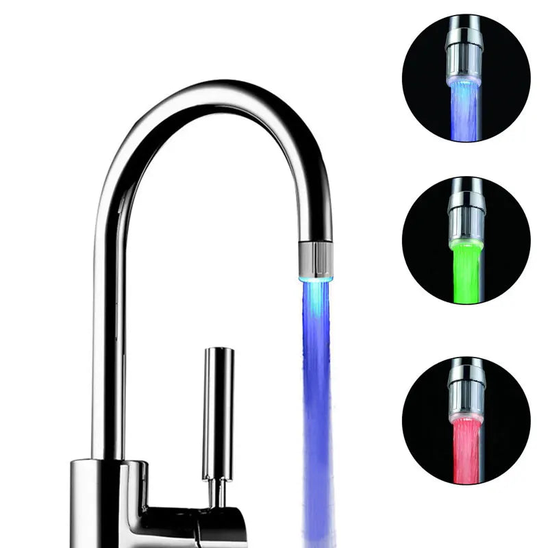 VEHHE LED Water Faucet Aerator Temperature Control 3 Color Lights Waterfall Glow Shower Stream Tap Kitchen Bathroom Accessory