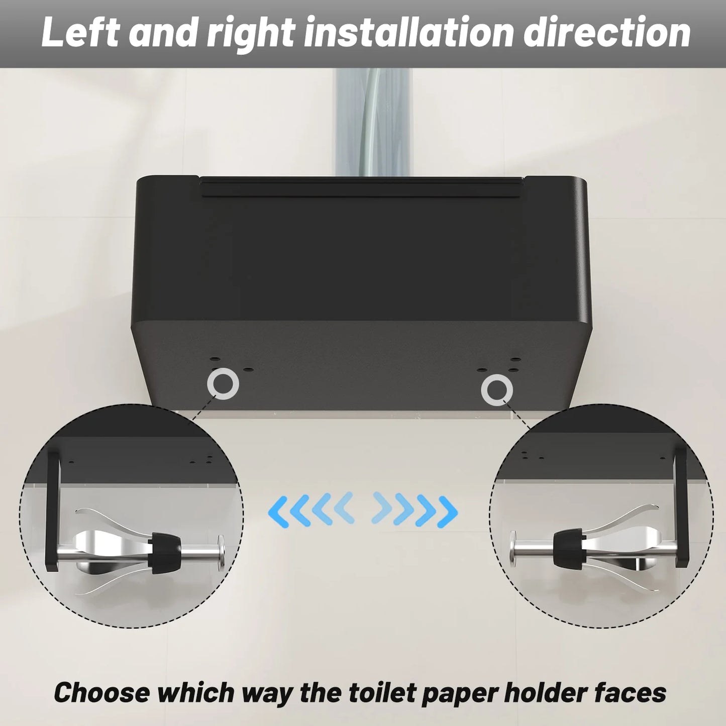 VEHHE VEHHE Toilet Paper Holder With Shelf Adhesive or Screw Toilet Black Paper Roll Holder Wall Mount with Storage
