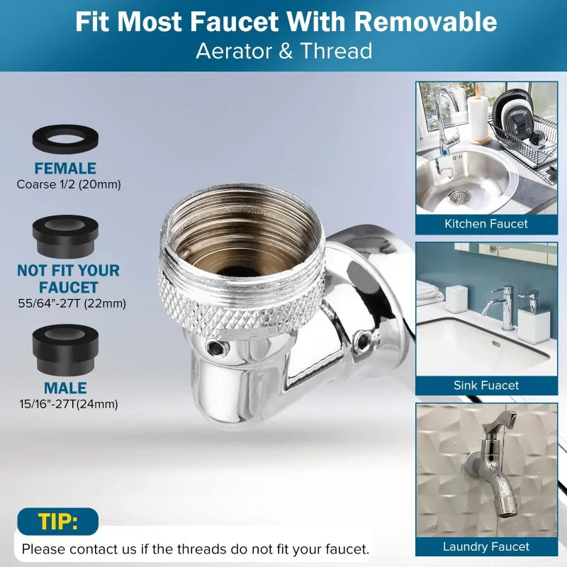 VEHHE Rotating Faucet Fittings Faucet Extender 1080 Rotating Mechanical Arm Faucet Two Outlet Modes Are Suitable for Bathroom Sink