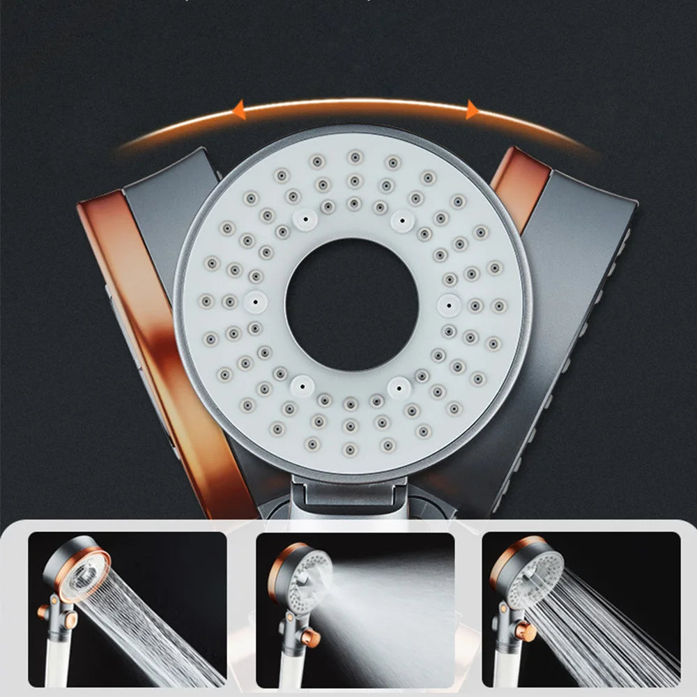 VEHHE Double Sided Unique Shower Head Bathroom 3 Jettings Water Saving Filtration Round Rainfall Adjustable Nozzle Sprayer