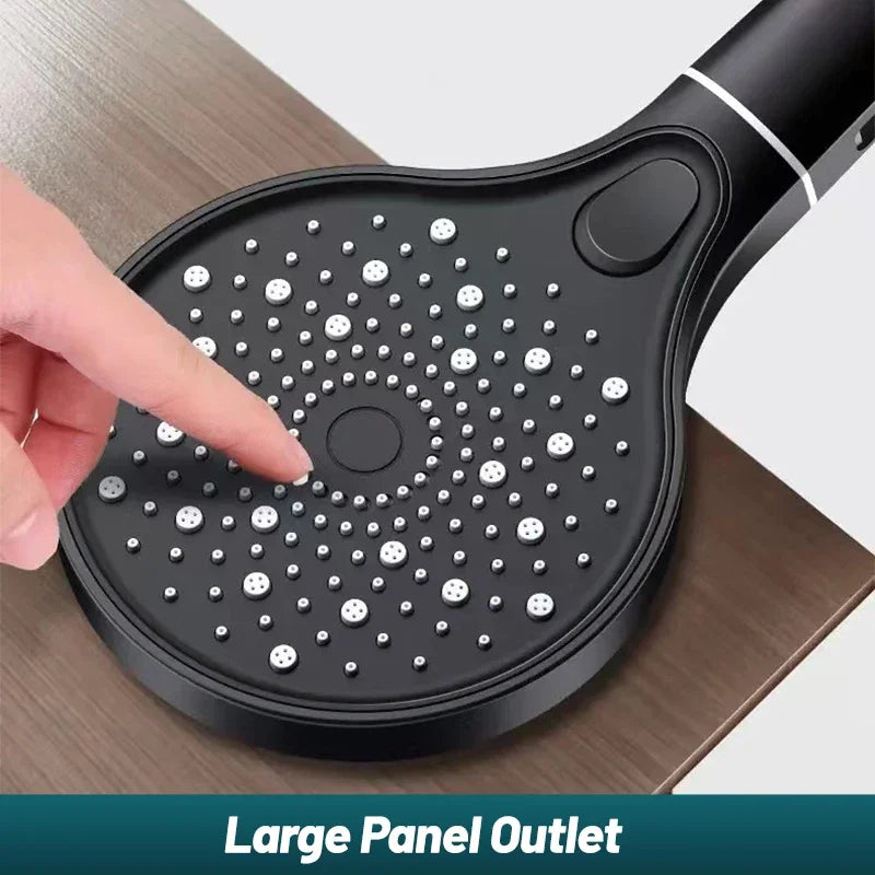 VEHHE Large Panel Black Shower Head High Pressure Filter Rainfall Modes Adjustable Handheld Silicone Water Outlet Bathroom Shower Set