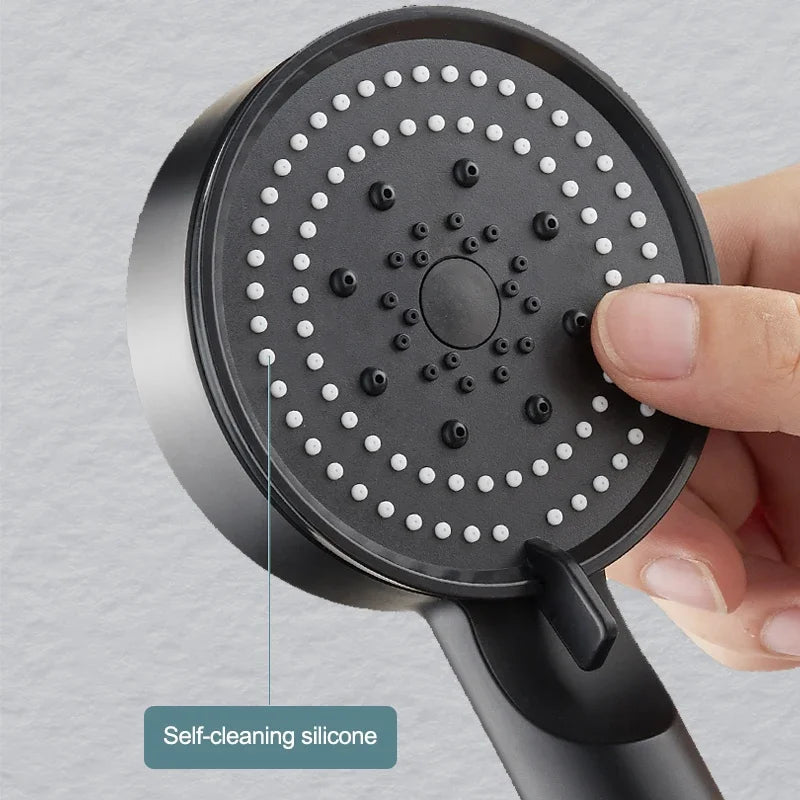 VEHHE 5 Modes Adjustable Black/Silver/Grey Bath Shower Head Head High Pressure Water Saving Showerhead Bathroom Accessories