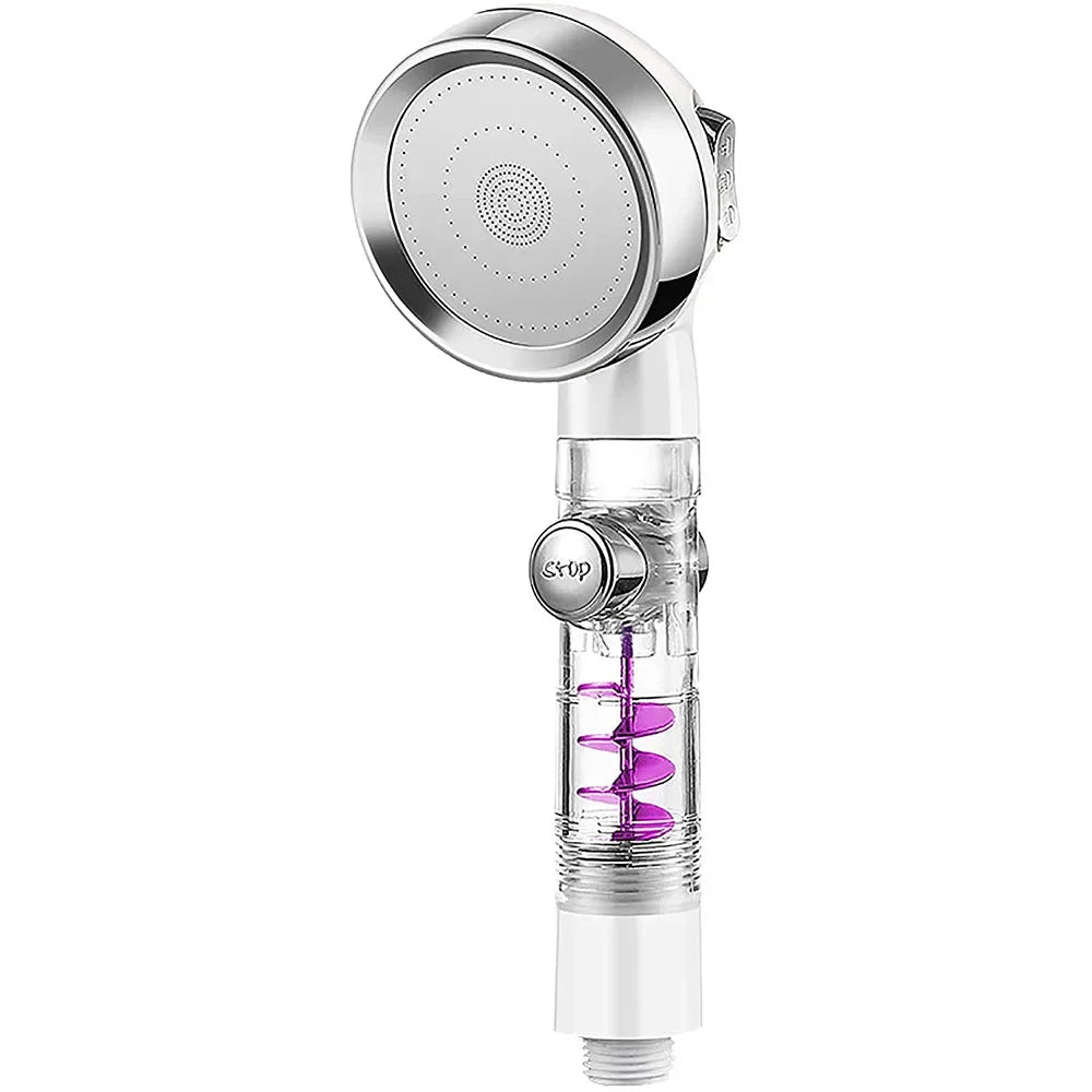 VEHHE New High Pressure 3-function Turbo Handle SPA Shower Head Rainfall with Switch on/Off Button Water Saving Showerhead