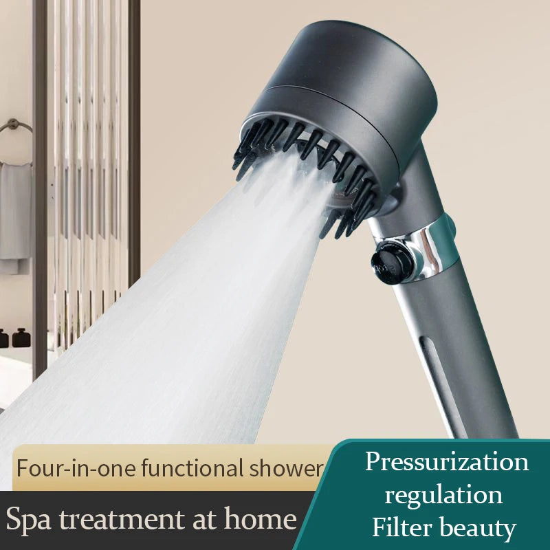 VEHHE High Pressure 3-Mode Message Shower Head With Stop Button Handheld Water Saving Spray Nozzle Bathroom Accessories