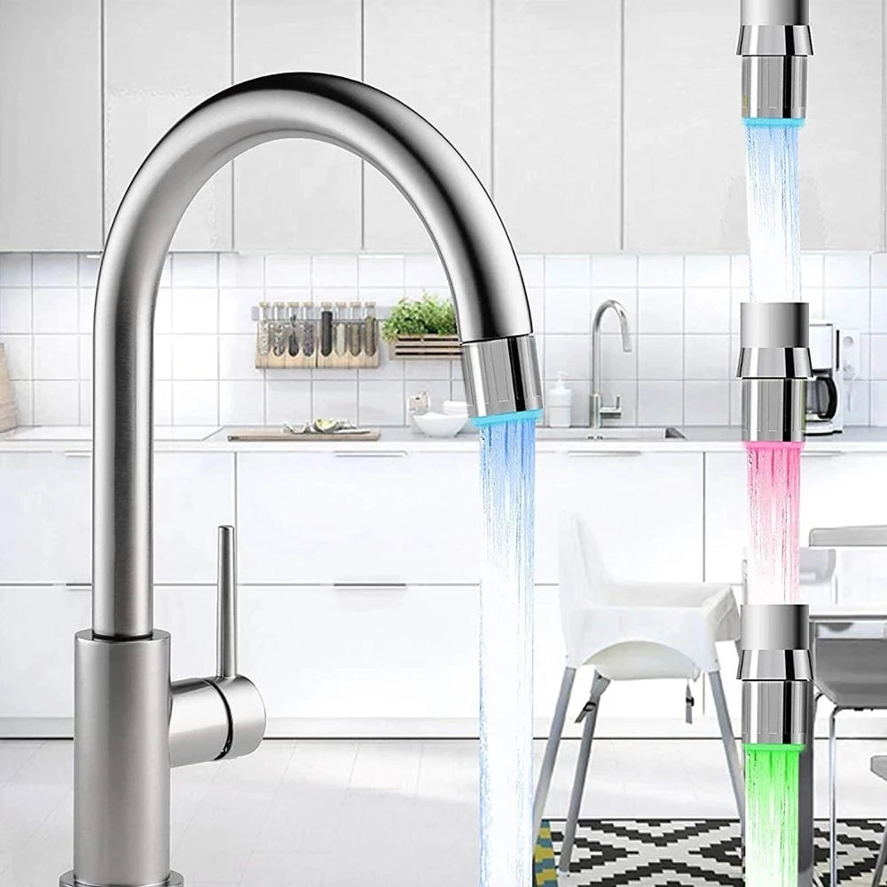 VEHHE LED Water Faucet Aerator Temperature Control 3 Color Lights Waterfall Glow Shower Stream Tap Kitchen Bathroom Accessory