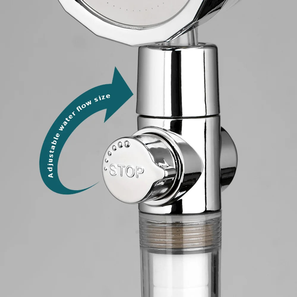 VEHHE Propeller Driven Handheld Shower Head High Pressure Water Saving Premium Turbocharged for Bathroom Accessaries Shower
