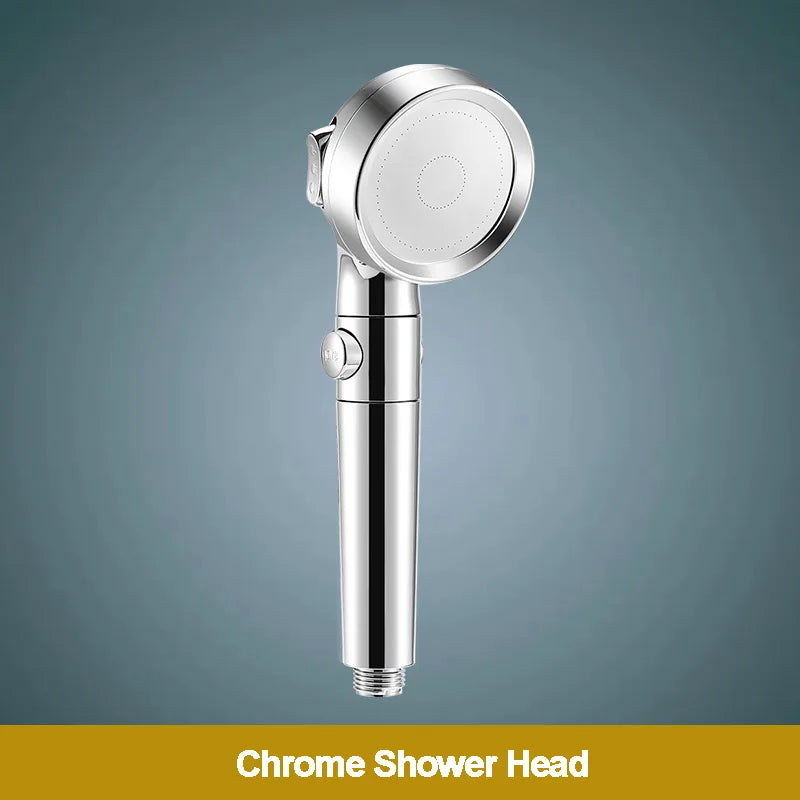VEHHE Bathroom 3-Function Shower Head One Key Stop Chrome High Pressure with Cotton Filter Water Saving Bath Sprayer Nozzle