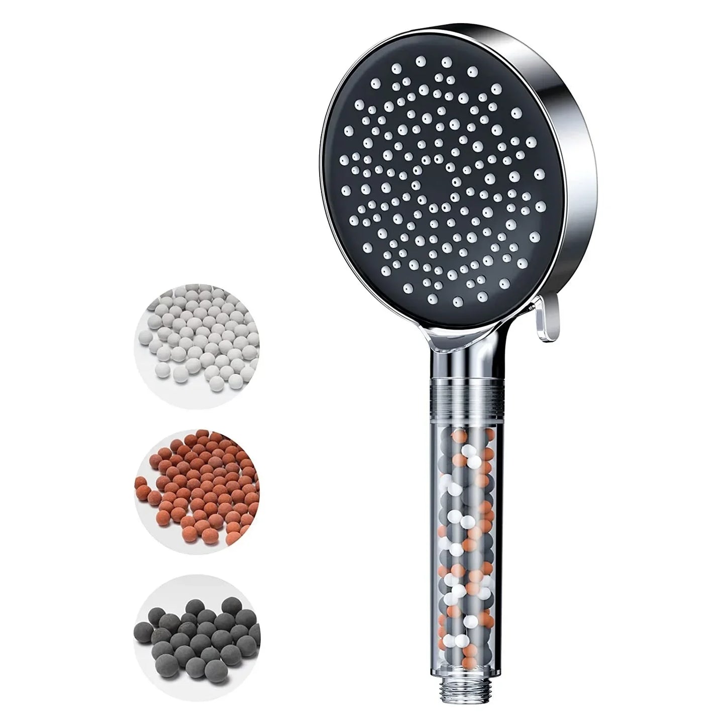 VEHHE Water Saving Six Functions High Press Shower Head Handheld Powerful Flow Shower Heads with Beads Filter Pressure Boost