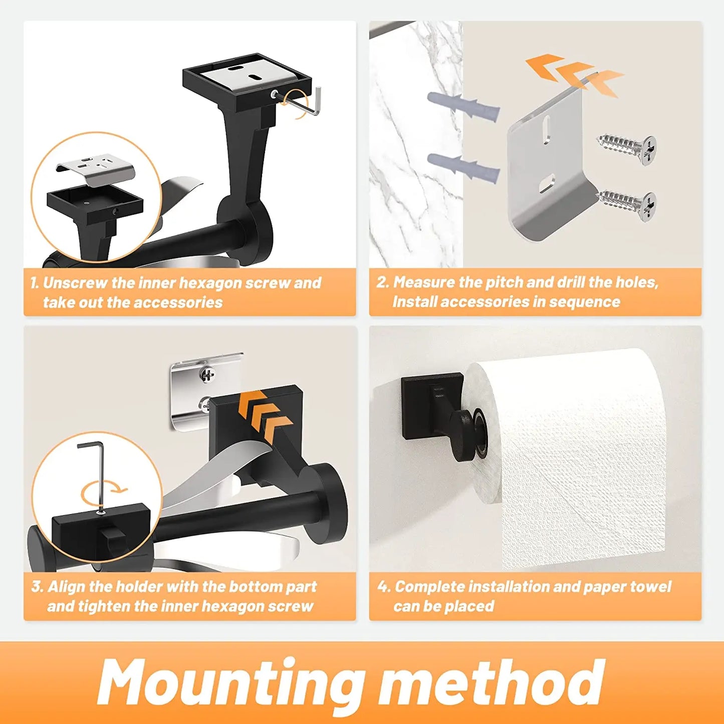 VEHHE Toilet Paper Holder Wall Mounted Toilet Paper Roll Holder With Damping System Stainless Steel Towel Holder