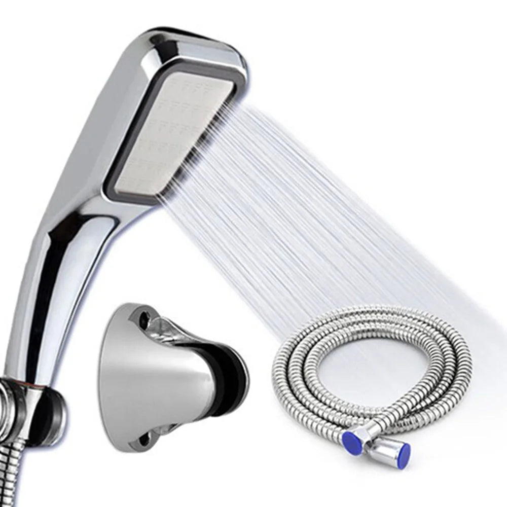 Vehhe Bathromm Chrome 300 Holes ABS Shower Head Set With Holder And Hose Rainfall High Pressure Water Saving Showerhead