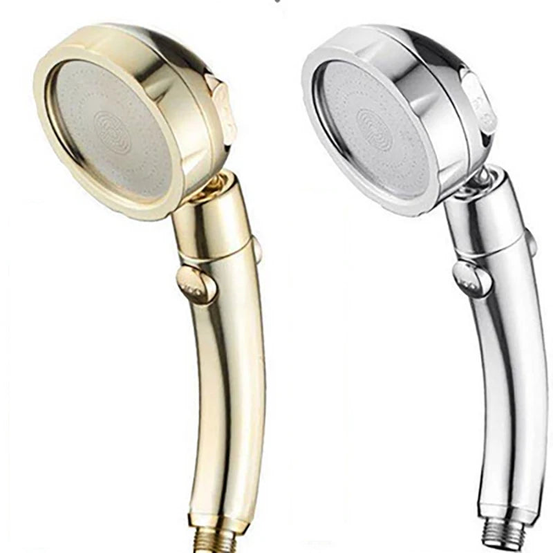Vehhe 360 Degree Rotating Retro Golden Shower High Pressure 3 Modes with Stop Button Water Saving ABS Plastic Shower Head