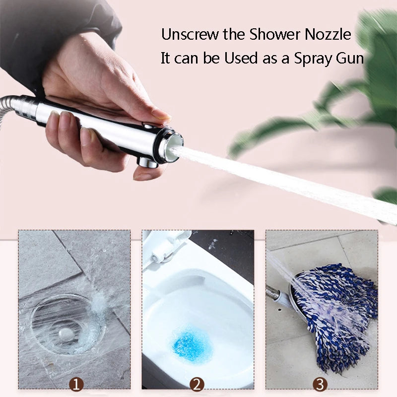 Vehhe plating 3 modes with Switch button shower head Plating Adjustable bathroom handled newly high pressure shower head