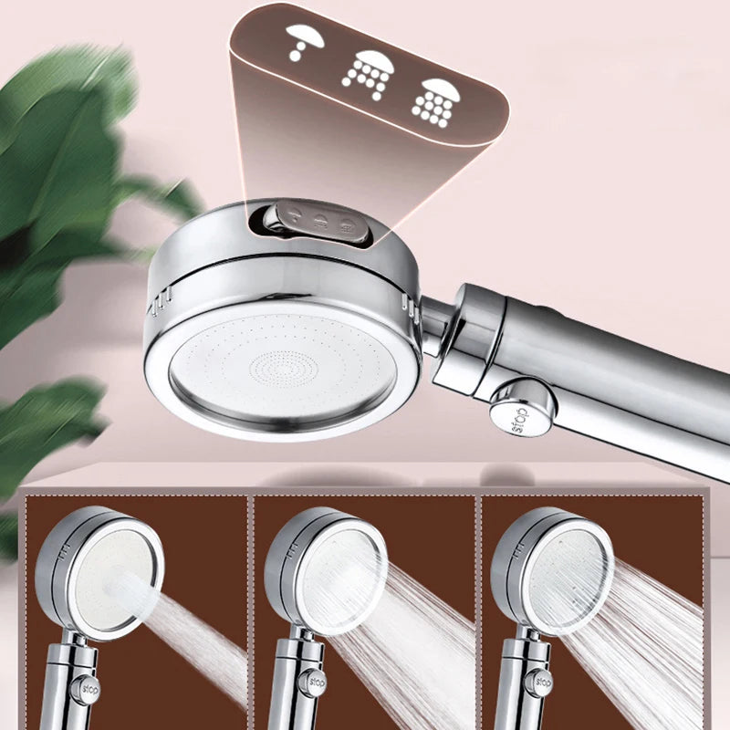 Vehhe plating 3 modes with Switch button shower head Plating Adjustable bathroom handled newly high pressure shower head