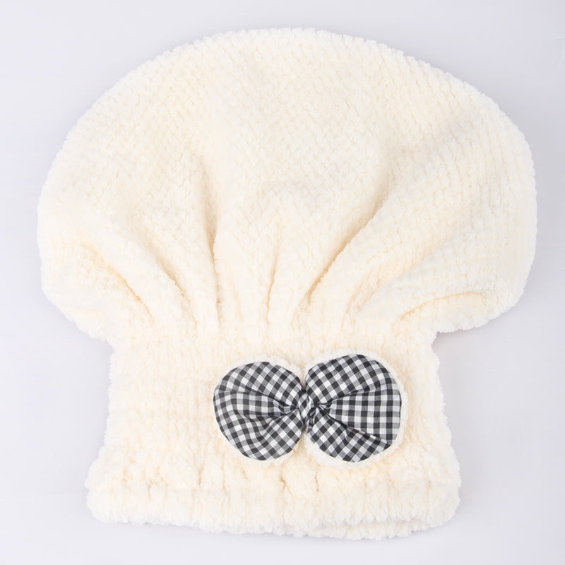 Women Hair Dry Cap with Bowknot Super Absorbent Microfiber Wrap Turban Quick Drying Bath Towel Bathroom Hair Dry Hat