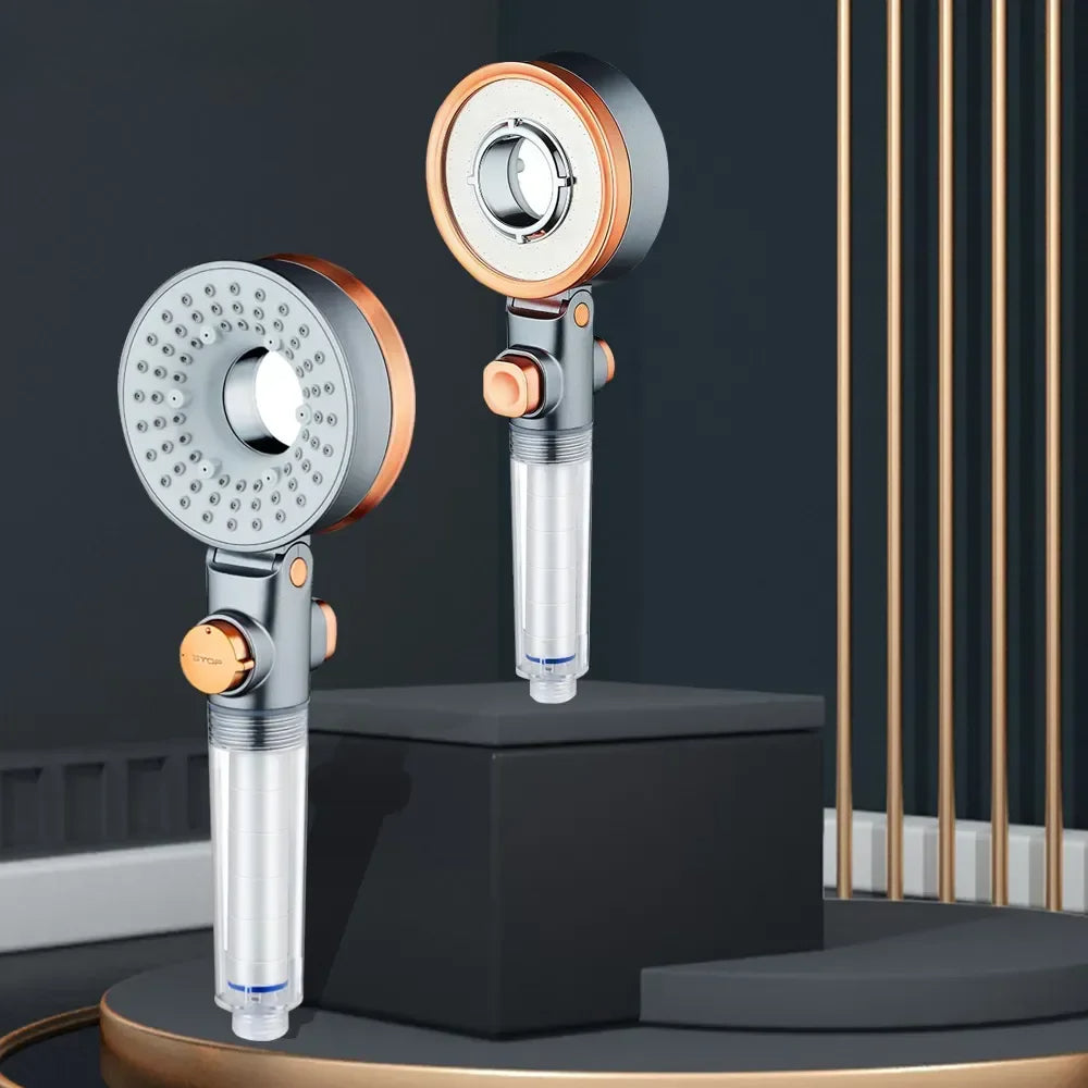 VEHHE Double Sided Unique Shower Head Bathroom 3 Jettings Water Saving Filtration Round Rainfall Adjustable Nozzle Sprayer
