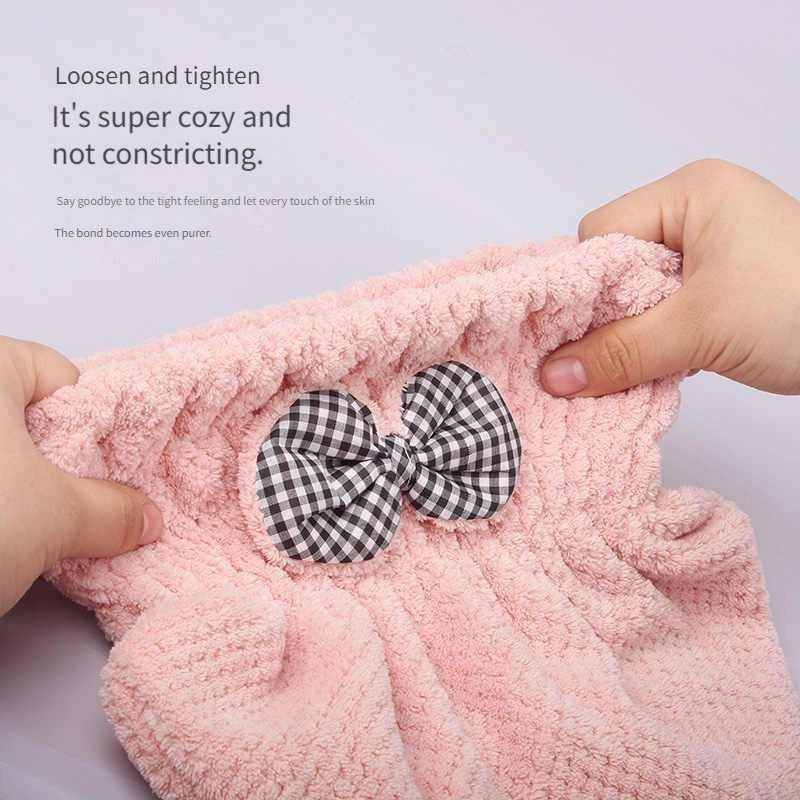 Women Hair Dry Cap with Bowknot Super Absorbent Microfiber Wrap Turban Quick Drying Bath Towel Bathroom Hair Dry Hat