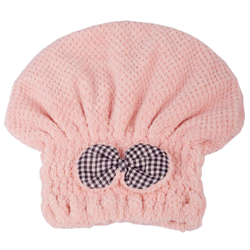Women Hair Dry Cap with Bowknot Super Absorbent Microfiber Wrap Turban Quick Drying Bath Towel Bathroom Hair Dry Hat