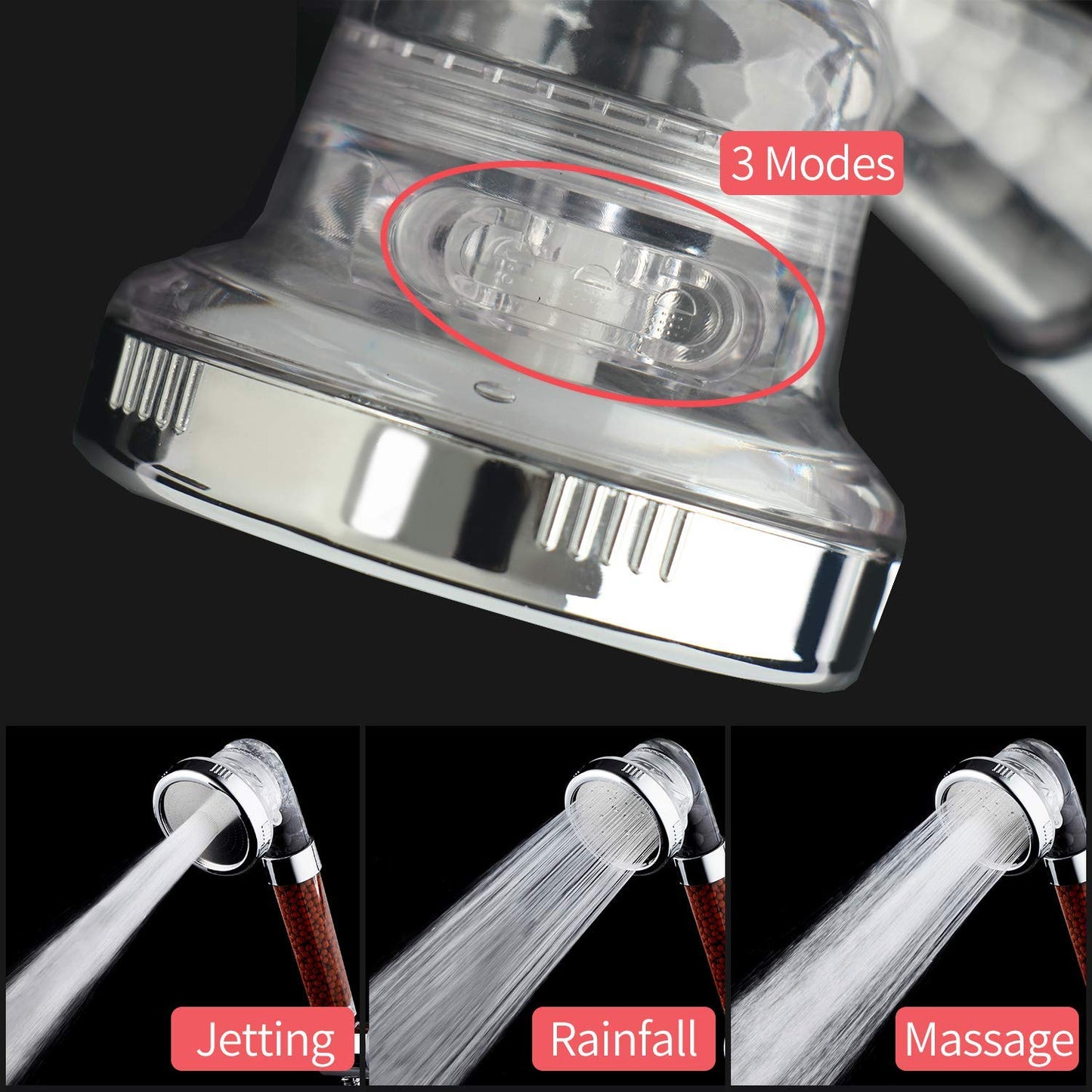 3 Modes Handheld Shower Head Filtration Water Purify Soften Water
