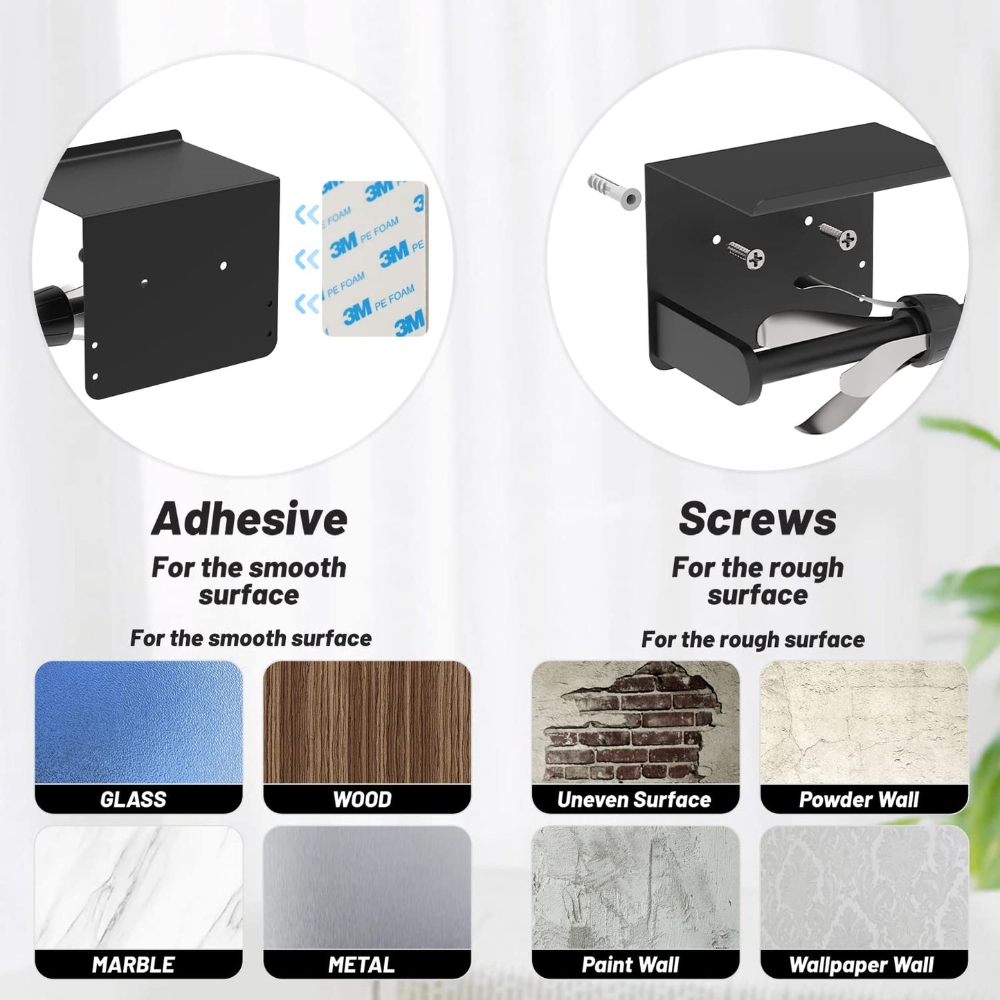 Matte Black Toilet Paper Holder with Shelf, Perfect Tear Stainless Steel