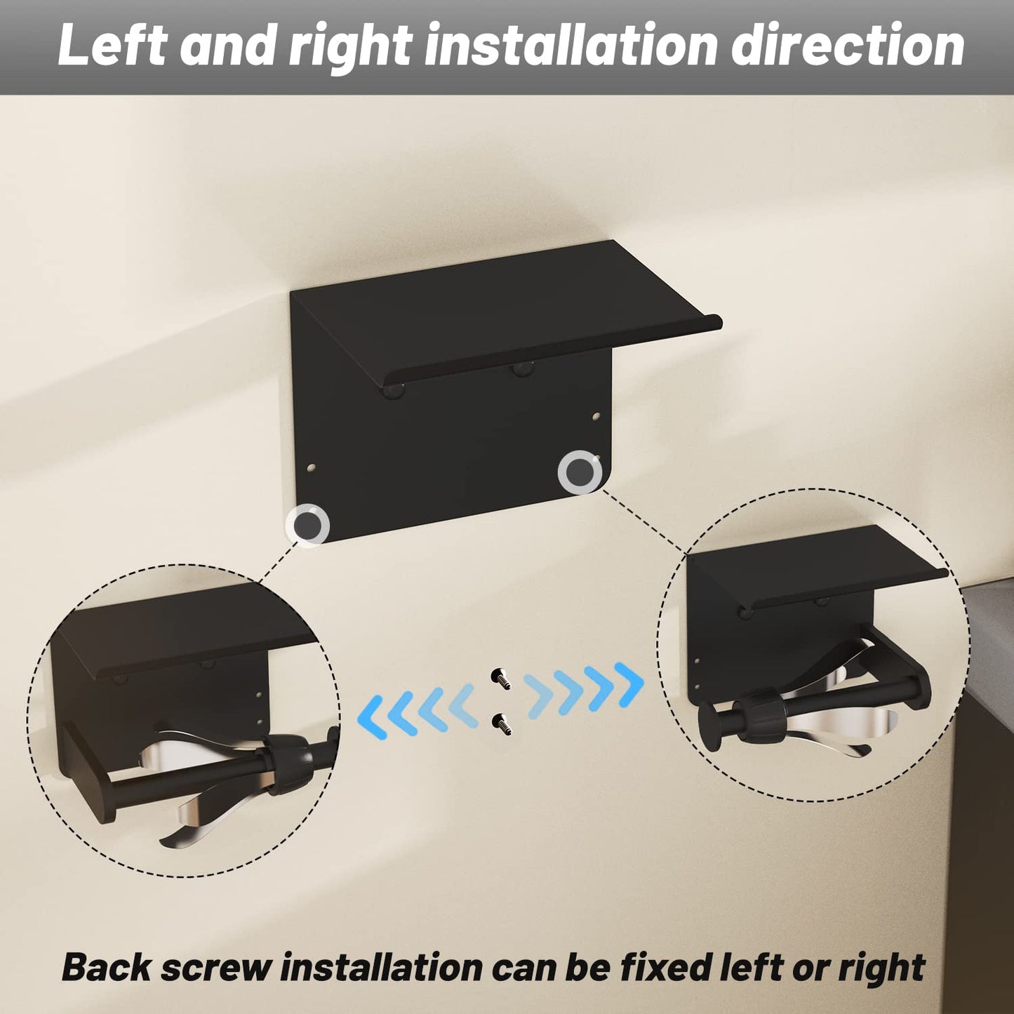 Matte Black Toilet Paper Holder with Shelf, Perfect Tear Stainless Steel