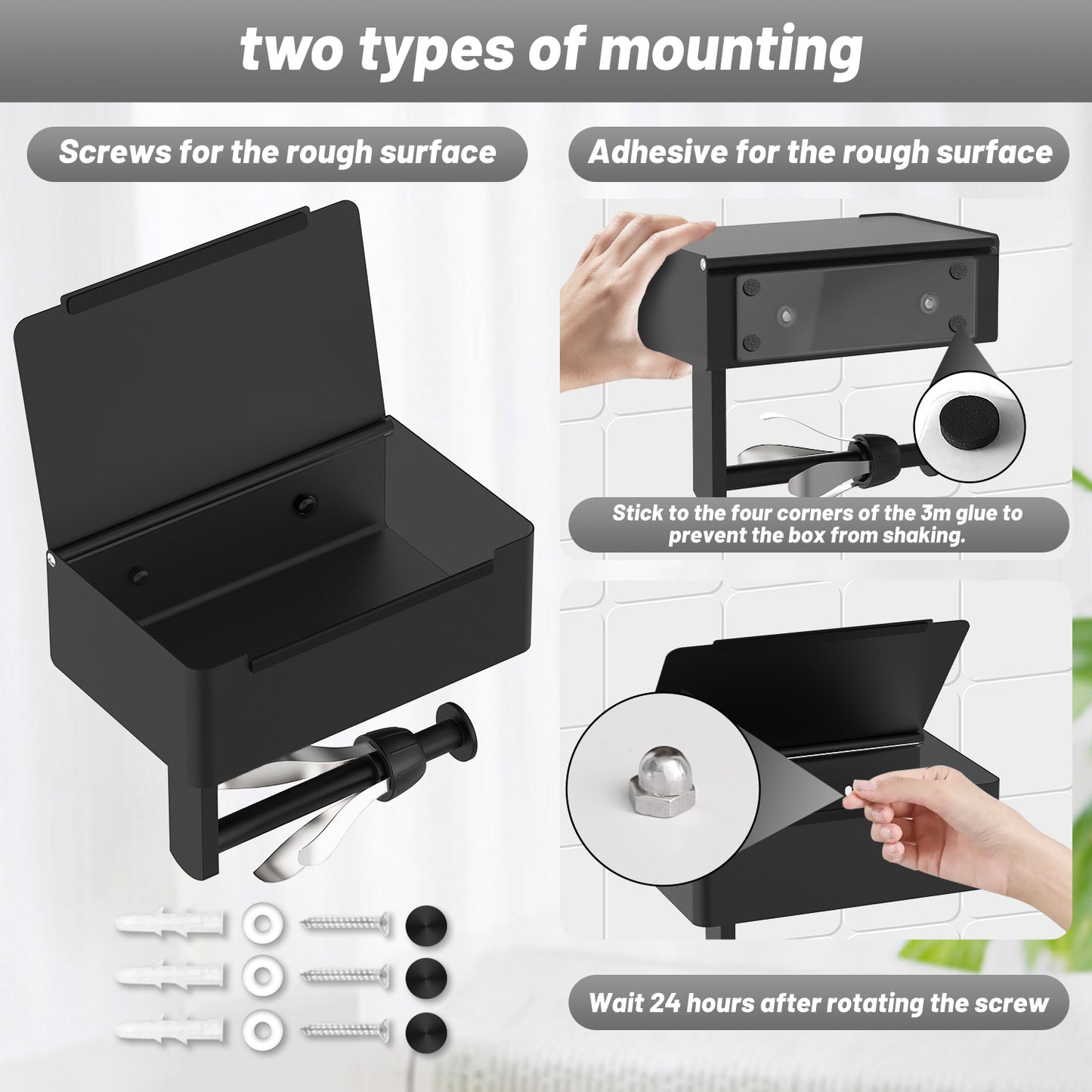 VEHHE Toilet Paper Holder with Storage Box Easy to Tear Paper off