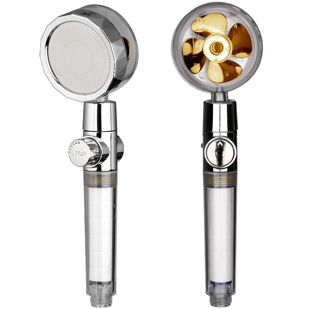 High Pressure Shower Heads Handheld Turbo Fan Shower with Hose and 2 Filter Cottons