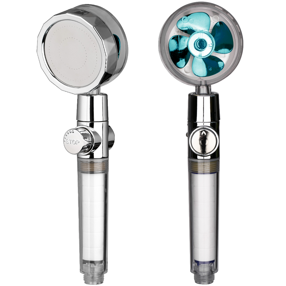 High Pressure Shower Heads Handheld Turbo Fan Shower with Hose and 2 Filter Cottons