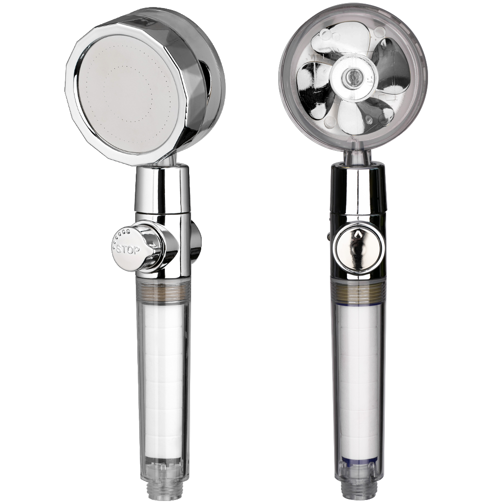 High Pressure Shower Heads Handheld Turbo Fan Shower with Hose and 2 Filter Cottons