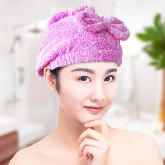 VEHHE Ladies Soft Fluffy Shower Cap Drying Hair Cap Super Absorption Adult Cute Bath Towel Fast Drying Hair Turban Shampoo Towel