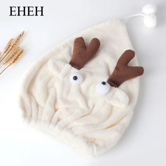 VEHHE Cartoon Cute Hair Drying Cap Velvet animals After Shower Hat Drying Towel Quick Dry Bathroom Towel Super Absorbent