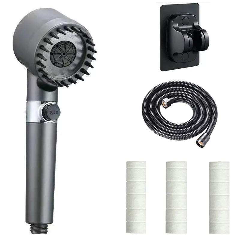 Vehhe High Pressure Black Spa Shower Head Water Saving Holder Filter and Hose Sets Rainfall Bathroom Accessary Pressurized Nozzle