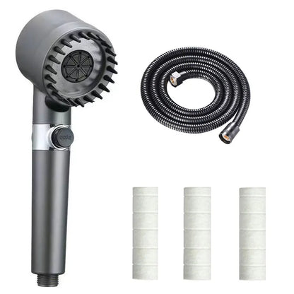 Vehhe High Pressure Black Spa Shower Head Water Saving Holder Filter and Hose Sets Rainfall Bathroom Accessary Pressurized Nozzle