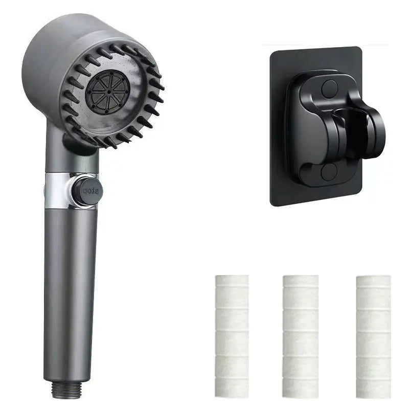 Vehhe High Pressure Black Spa Shower Head Water Saving Holder Filter and Hose Sets Rainfall Bathroom Accessary Pressurized Nozzle
