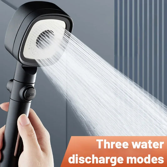 VEHHE New High Pressure Shower Head Accessories 3 Modes with Hose and Holder Adjustable Booster Filter for Hard Water Saving