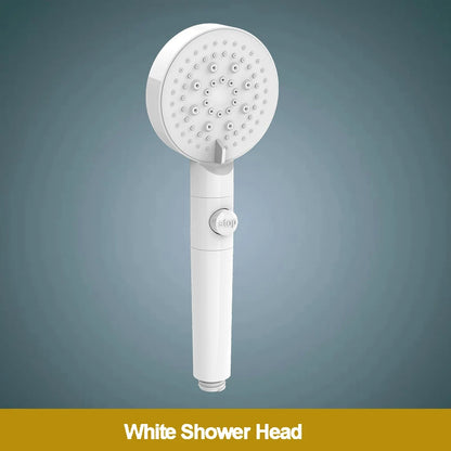 VEHHE New Black Shower Head Water Saving 5 Mode Adjustable Massage One-key Stop Button Shower High Pressure Bathroom Accessories