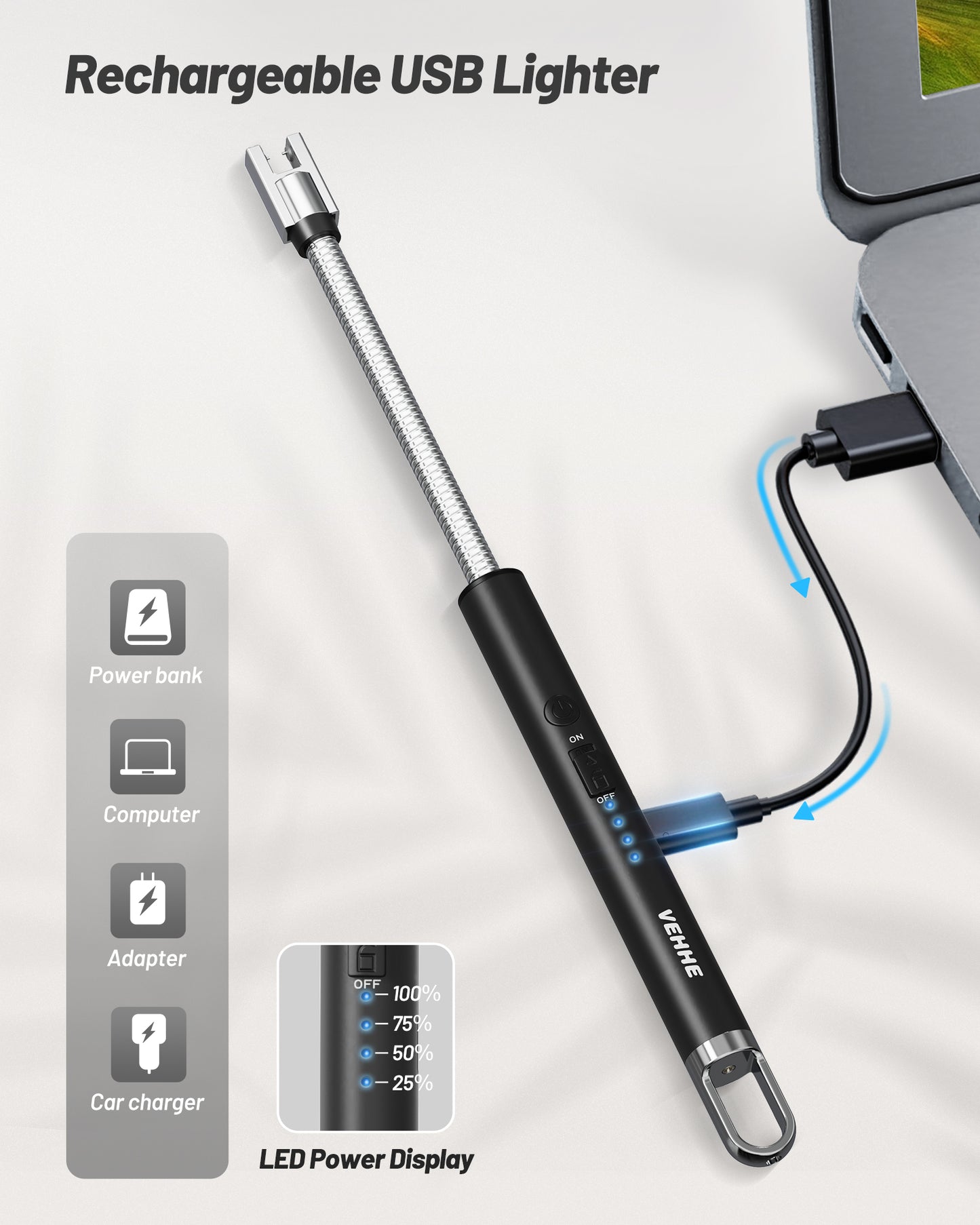 Candle Lighter Electric Pulse Igniter With LED Power Display