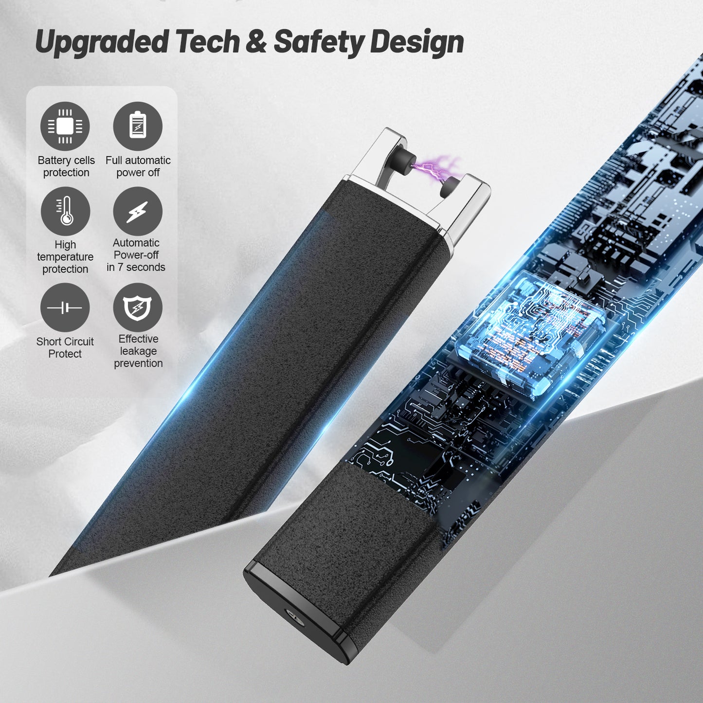 VEHHE Windproof Pulse Electric Lighter – LED Display, Anti-False-Touch Lock, for Candle, BBQ, Camping & Festivals