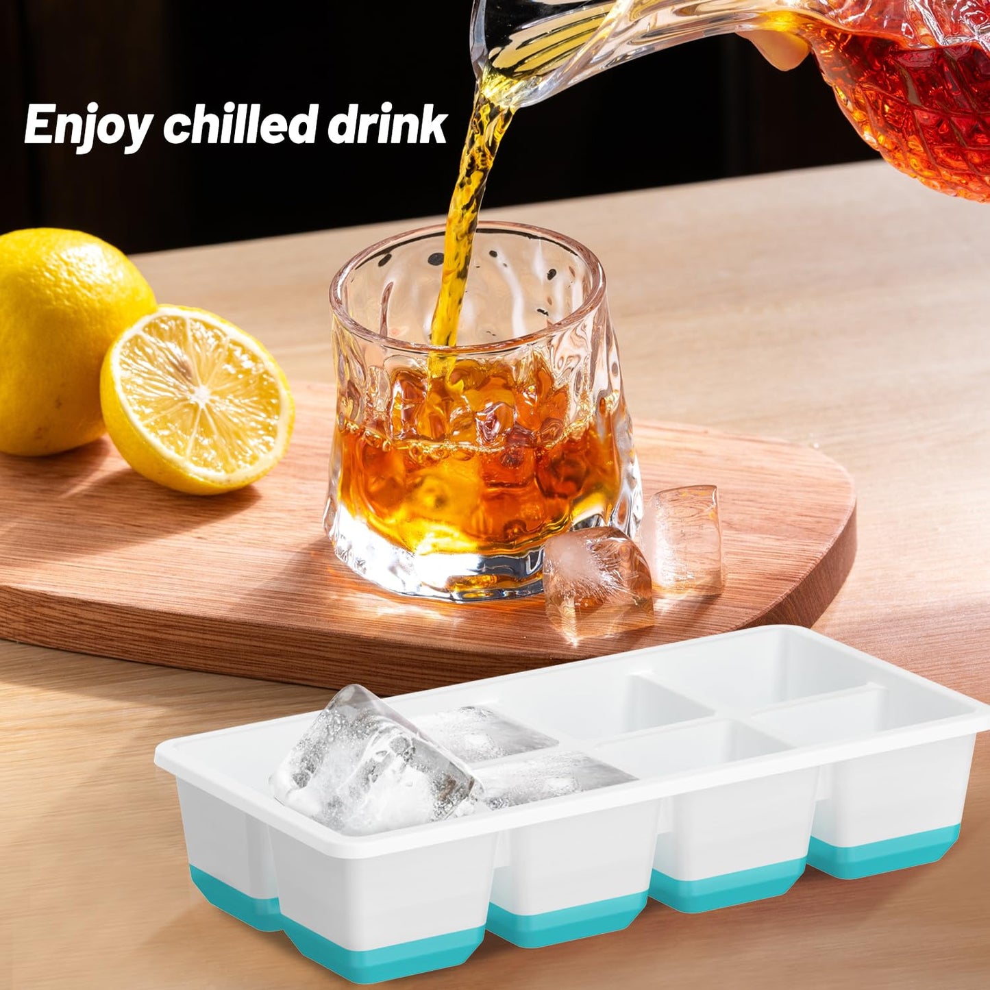 VEHHE 3-Pack Easy-Release & Stackable Whiskey Ice Cube Mold – Perfect for Cocktails, Drinks & Home Bar (Blue + Green)