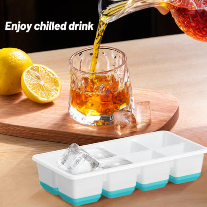 VEHHE 3-Pack Easy-Release & Stackable Whiskey Ice Cube Mold – Perfect for Cocktails, Drinks & Home Bar (Blue + Green)