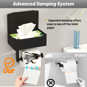 VEHHE Toilet Paper Holder with Storage Box Easy to Tear Paper off